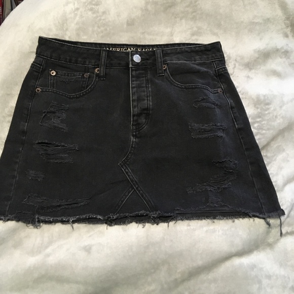 American Eagle Outfitters Dresses & Skirts - American Eagle Black Distressed Denim Jean Skirt
